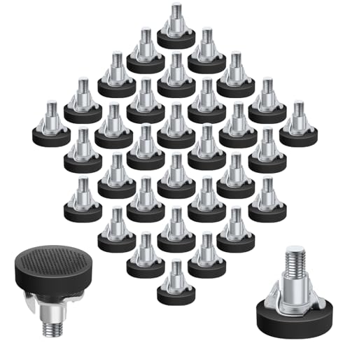 BREANIFULL 32 Stück Möbelfüße Verstellbar Metall Stellfüße mit Einschlagmutter M6 x 23mm Regulierschraube Justierschraube mit Einschlagmuttern für Möbelbeine Holzmöbelfüße von BREANIFULL