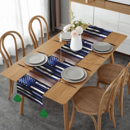Amerikanische dünne blaue Linienflagge, Urlaub, Küche, Tischdekoration, Innen- und Außenbereich, Familienparty-Dekoration, 35,6 x 152,4 cm von BREAUX