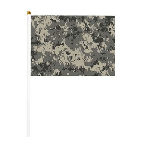 BREAUX Army Digital Camouflage Print Mini Handheld Kleine Fahnenmast Doppelseitig Handgewellte Flagge Mini Stick Flagge 6 Stück von BREAUX
