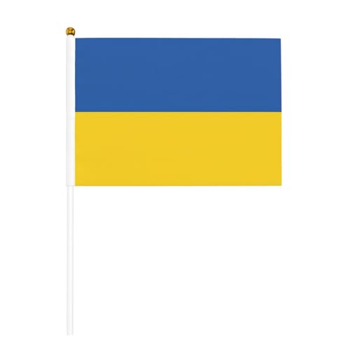 BREAUX Flagge der Ukraine Druck Mini Handheld Kleine Fahnenmast Doppelseitig Handgewellte Flagge Mini Stick Flagge von BREAUX