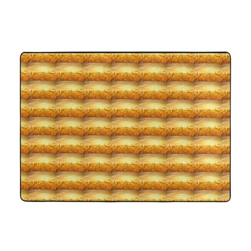 BREAUX Rutschfeste Bodenmatte mit Weizenfelddruck, Waschlappen, 203,2 x 147,3 cm, für Heimdekoration, Wohnzimmer usw von BREAUX