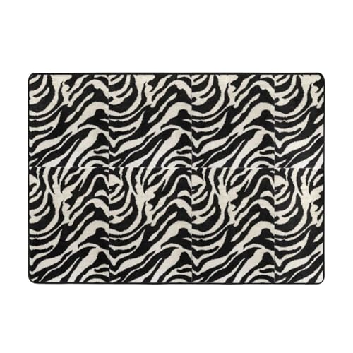 BREAUX Rutschfeste Bodenmatte mit Zebra-Tierdruck, Waschlappen, 203,2 x 147,3 cm, für Heimdekoration, Wohnzimmer usw von BREAUX