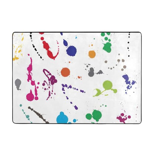 BREAUX Rutschfeste Bodenmatte mit abstraktem Farbspritzer-Druck, Waschlappen, 203,2 x 147,3 cm, für Heimdekoration, Wohnzimmer usw von BREAUX
