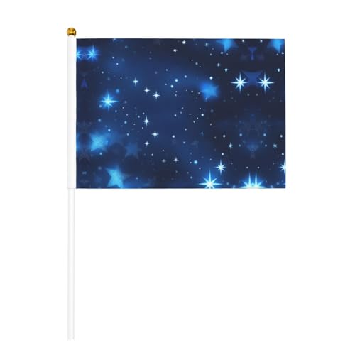 Blaue, glänzende Sterne, doppelseitig, winkende Flagge, lebendige Farben, für Sportturniere und Spiele von BREAUX