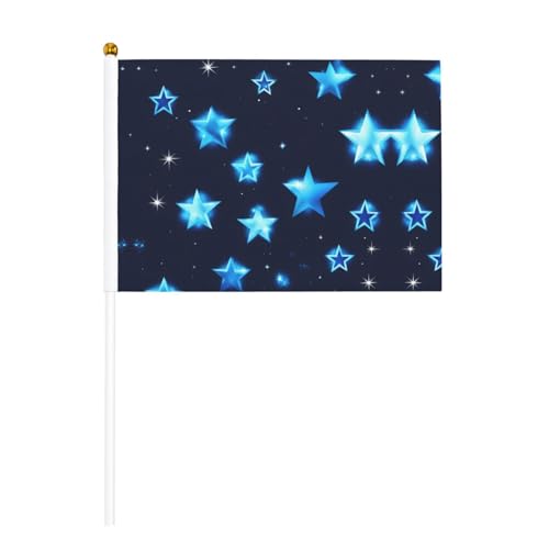 Blaue, glänzende Sterne, doppelseitige Handflagge, lebendige Farben, für Sportturniere und Spiele von BREAUX