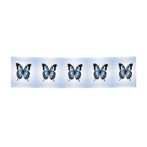 Blauer Schmetterling Halloween bedruckte Banner, für drinnen und draußen, Feiertagsparty-Banner, hängende Banner von BREAUX