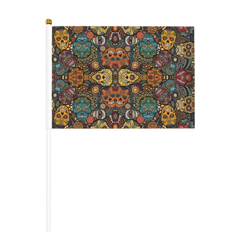 Bunte Flagge mit Totenkopf-Druck, doppelseitig, zum Schwenken von Hand – lebendige Farben, für Sportturniere und Spiele von BREAUX