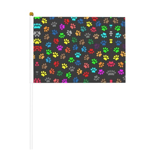 Bunte Hundepfotenabdruck-Flagge, doppelseitig, schwingende Flagge, lebendige Farben, für Sportturniere und Spiele von BREAUX