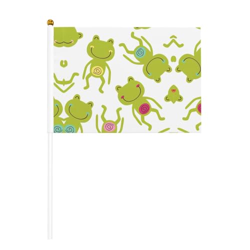Cartoon-Frosch-Druck, doppelseitige Handflagge, lebendige Farben, für Sportturniere und Spiele von BREAUX