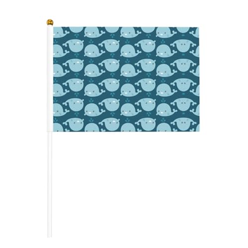 Cartoon-Wal-Hintergrunddruck, doppelseitige Handflagge, lebendige Farben, für Sportturniere und Spiele von BREAUX