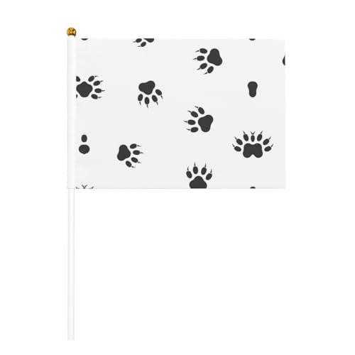 Doppelseitige Handflagge mit Bärentatzenabdruck, lebendige Farben, für Sportturniere und Spiele von BREAUX