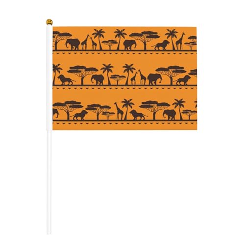 Doppelseitige Handflagge mit afrikanischen Tieren, lebendige Farben, für Sportturniere und Spiele von BREAUX