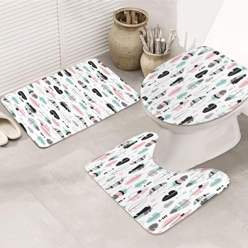Feder rutschfeste Bodenmatte Badezimmermatten-Set 3-teilig Teppich Toilettenbezug Abdeckung Bodenmatte Antirutschmatte von BREAUX