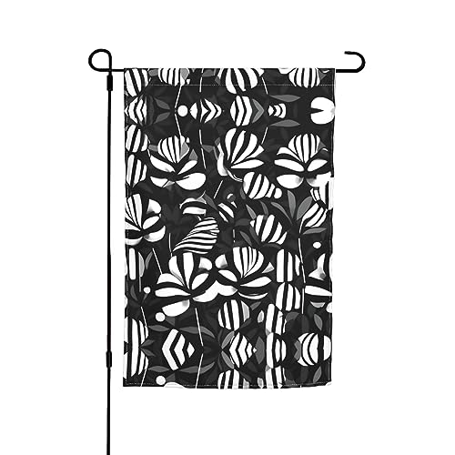 Gartenflagge mit schwarz-weiß gestreiften Blumen, 30,5 x 45,7 cm, kleine Gartenflagge, Weihnachtsdekoration von BREAUX