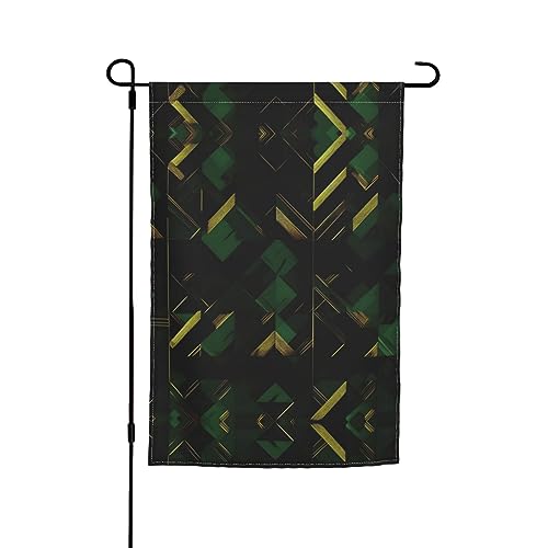 Geometrische Gartenflagge, schwarz, grün und gold, 30,5 x 45,7 cm, Innenhofflagge, kleine Gartenflagge, Weihnachtsdekoration von BREAUX