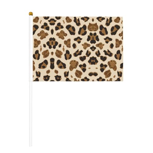 Handflagge mit Leopardenmuster, doppelseitige Handflagge, lebendige Farben, für Sportturniere und Spiele von BREAUX