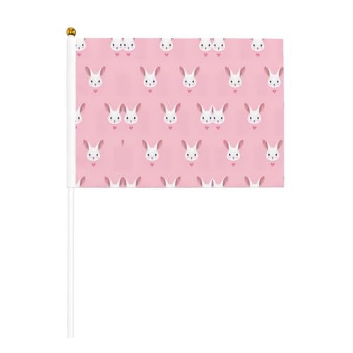 Niedlicher Hasen-Druck, doppelseitige Handflagge, lebendige Farben, für Sportturniere und Spiele von BREAUX