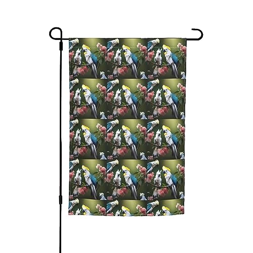 Schöne Kakadu Vogel Blume Garten Flagge 30,5 x 45,7 cm Hofflagge Outdoor Kleine Gartenflagge Weihnachtsdekoration Flagge von BREAUX