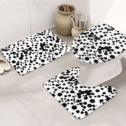 Schwarz & Weiß Big Dot rutschfeste Bodenmatte Badezimmermatten-Set 3-teiliges Teppich-WC-Deckelbezug Bodenmatte Anti-Rutsch-Matte von BREAUX