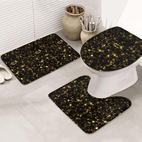 Schwarze und goldene Tapetendruck, rutschfeste Bodenmatte, Badezimmerboden, rutschfeste Duschdecke, 3-teiliges Set von BREAUX