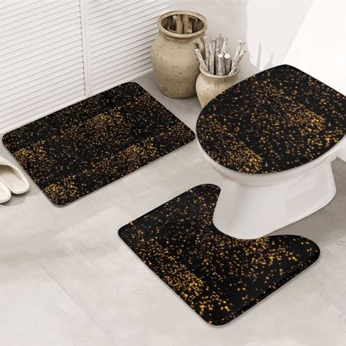 Schwarze und goldene Tapetendruck, rutschfeste Bodenmatte, Badezimmerboden, rutschfeste Duschdecke, 3-teiliges Set von BREAUX