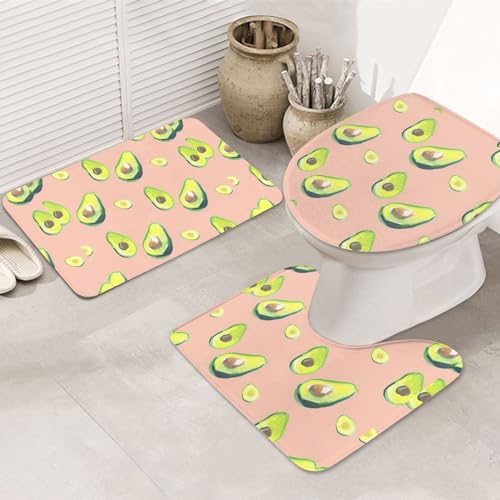 Viele Avocado Bilder rutschfeste Bodenmatte Badezimmermatten Set 3 teilig Teppich Toilettenbezug Abdeckung Bodenmatte Antirutschmatte von BREAUX