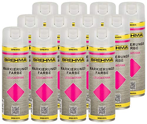 12x Markierungsspray Forstspray Markierungsfarbe leuchtpink von BREHMA