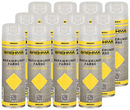 24x Markierungsspray Forstspray Markierungsfarbe leuchtgelb von BREHMA