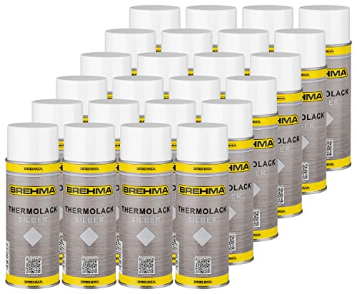 24xBREHMA Thermolack silber 400ml bis 600°C hitzebeständig Schutz Lack abriebfest mit Griff von BREHMA