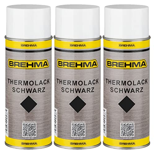 BREHMA 3x Thermolack schwarz 400ml bis 600° C hitzebeständig Schutz abriebfest von BREHMA