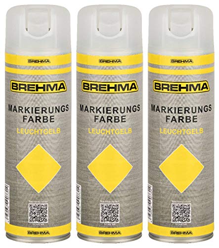 BREHMA 3x Markierungsspray Forstspray Markierungsfarbe leuchtgelb von BREHMA