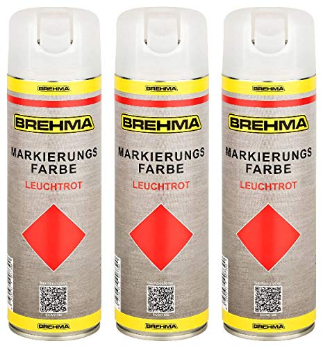 3x Markierungsspray Forstspray Markierungsfarbe leuchtrot von BREHMA