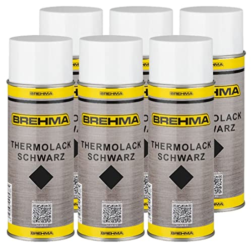 BREHMA 6x Thermolack schwarz 400ml bis 600° C hitzebeständig Schutz abriebfest von BREHMA