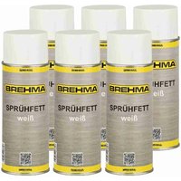 Brehma - 6x Weisses Sprühfett mit ptfe -50°C bis +170°C Fettspray mit Griff von BREHMA