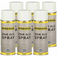 Brehma - 6x Zink Alu spray hell Grundierung Korrosionsschutz bis 300°C 400ml von BREHMA