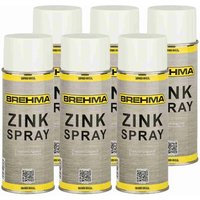 Brehma - 6x Zinkspray dunkel Grundierung Korrosionsschutz bis 300° c 400ml von BREHMA