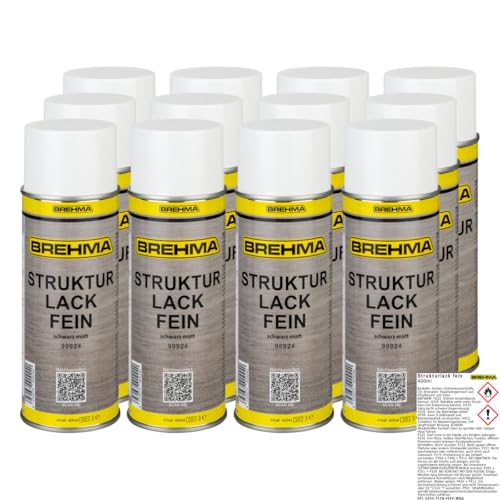 BREHMA 12x Strukturlack fein Kunststoff Struktur lackierbar Kräusel Spray schwarz matt von BREHMA
