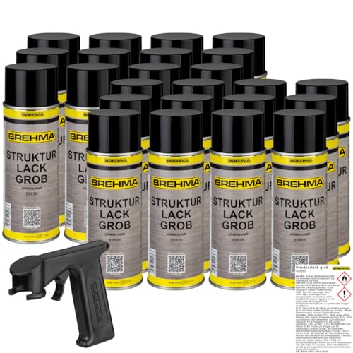 BREHMA 24x Strukturlack grob Kunststoff Struktur lackierbar Kräusel Spray schwarz matt mit Griff von BREHMA