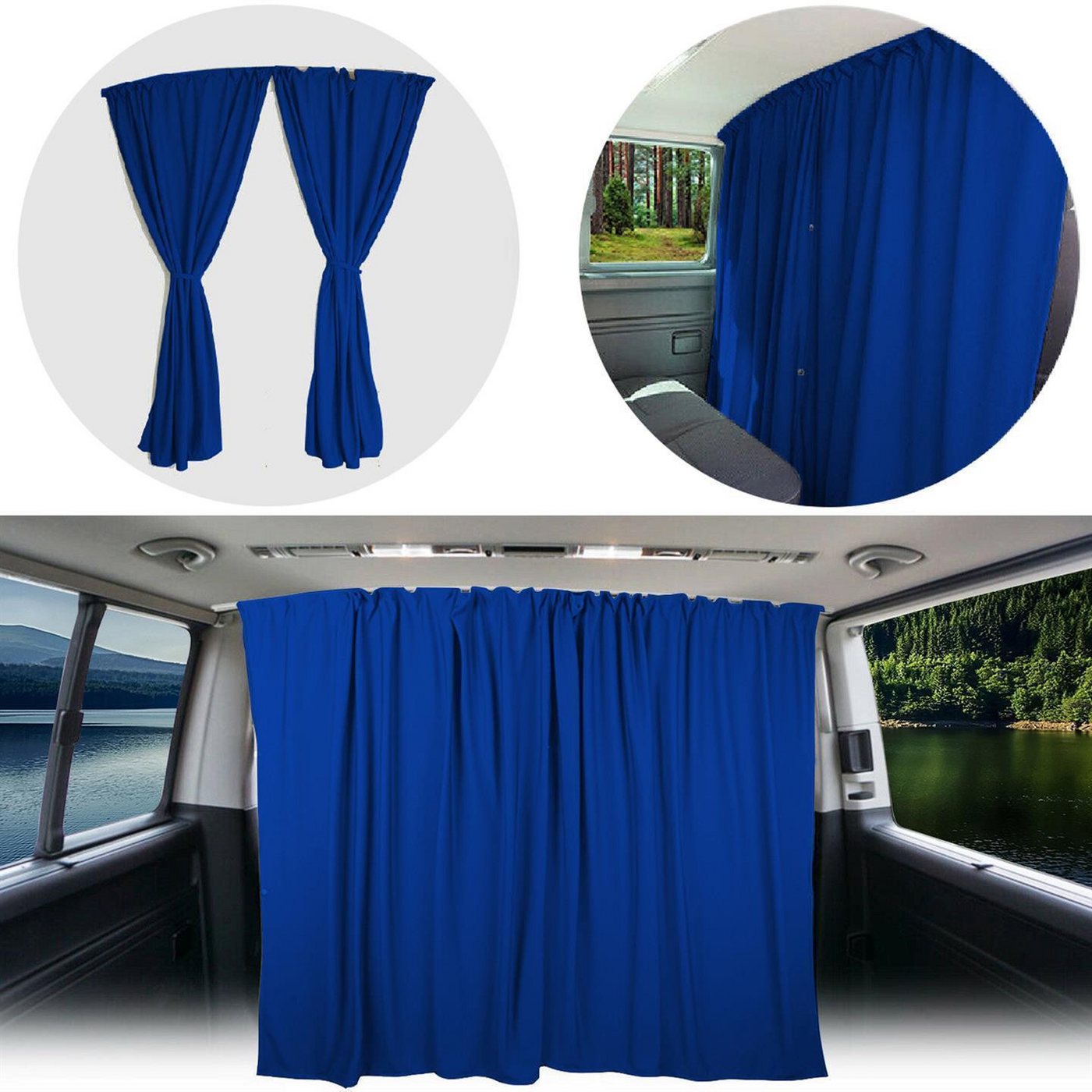 BREMER SITZBEZÜGE Scheibengardine nach Maß Fahrerhausabtrennung für Fiat Scudo 2 in Blau, Polyester von BREMER SITZBEZÜGE