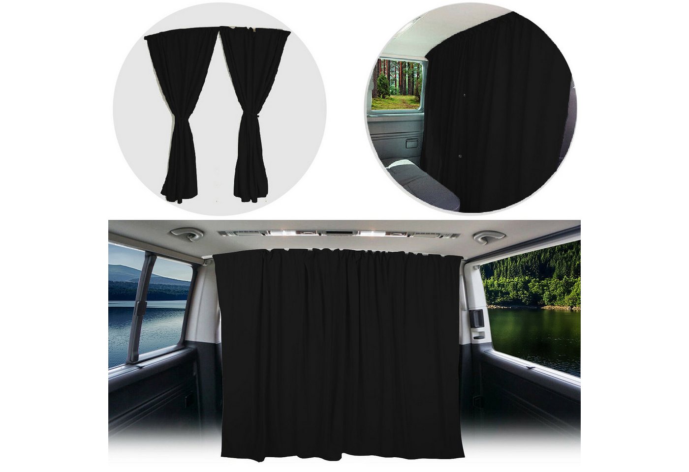 BREMER SITZBEZÜGE Scheibengardine nach Maß Fahrerhausabtrennung für Hyundai H-1 1. Gen. in Schwarz, Polyester von BREMER SITZBEZÜGE