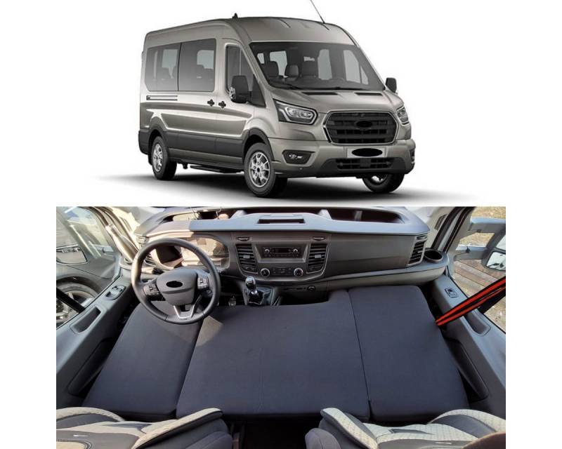 Klappmatratze für Ford Transit 7 Bj ab 2014 (T56), BREMER SITZBEZÜGE, (Set, 3-teilige klappbare Schlafauflage), in Schwarz von BREMER SITZBEZÜGE