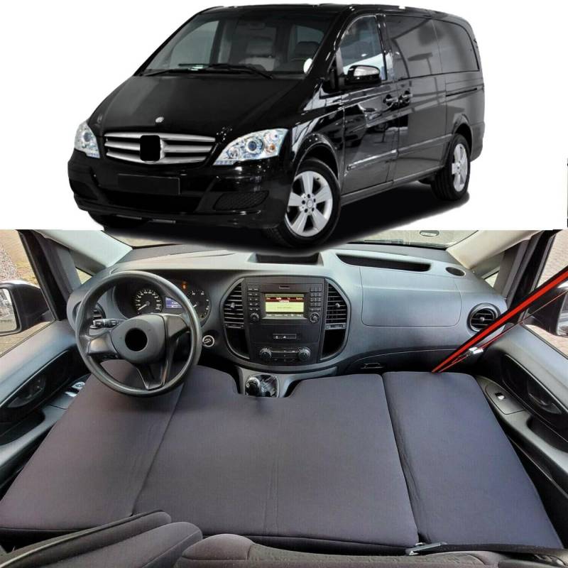 Klappmatratze für Mercedes Vito Viano Fun W639 Bj 2000-14 (639), BREMER SITZBEZÜGE, (Set, 3-teilige klappbare Schlafauflage), in Schwarz von BREMER SITZBEZÜGE