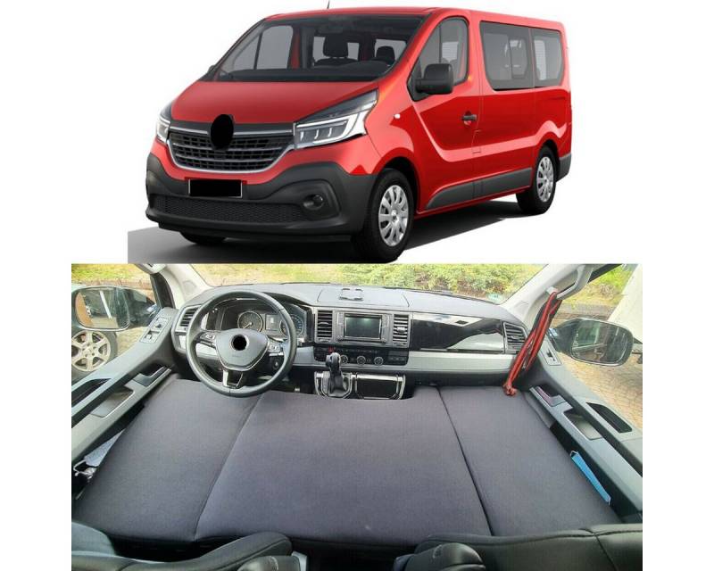 Klappmatratze für Renault Trafic 3 Bj ab 2014 (T56), BREMER SITZBEZÜGE, (Set, 3-teilige klappbare Schlafauflage), in Schwarz von BREMER SITZBEZÜGE