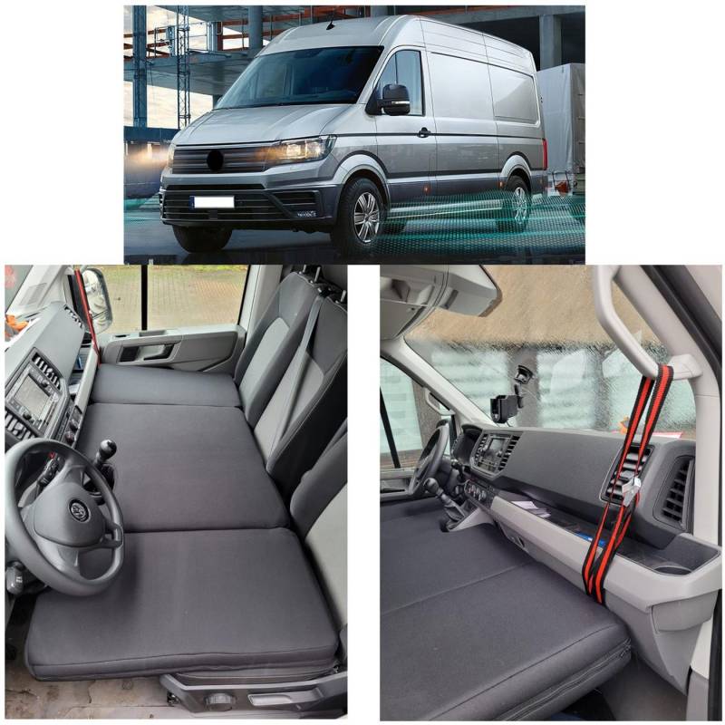 Klappmatratze für VW Crafter 2 MAN TGE Bj ab 2017 (MAN), BREMER SITZBEZÜGE, (Set, 3-teilige klappbare Schlafauflage), in Schwarz von BREMER SITZBEZÜGE