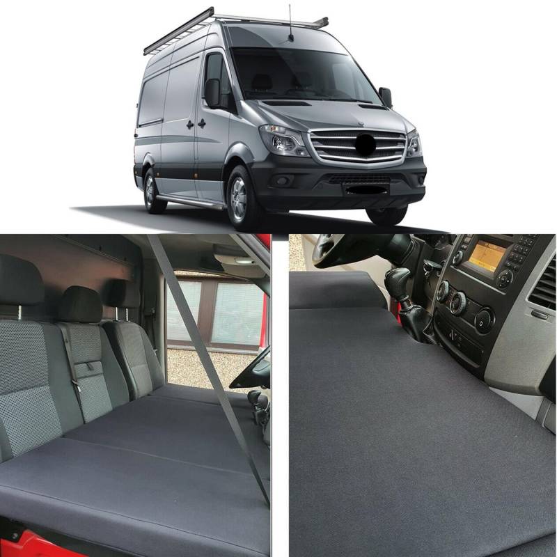 Klappmatratze für VW Sprinter W906 Crafter 1 Bj 2006-17 (SP), BREMER SITZBEZÜGE, (Set, 3-teilige klappbare Schlafauflage), in Schwarz von BREMER SITZBEZÜGE
