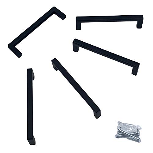 BRESKO 5 Stk. Stangengriff Relinggriff Möbelgriff eckig Schrankgriff Küchengriff Türgriff Metall BA 320mm, schwarz von BRESKO