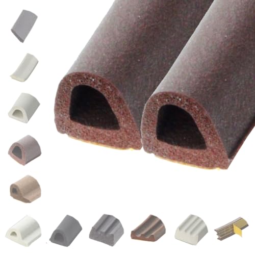 BRESKO 6-100 m Fensterdichtung Selbstklebend Dichtung Gummidichtung Epdm Türdichtung Dichtband Gummi Fenster Profil Abdichtung Dichtungsprofil (D - 12x10 mm - braun, 2 x 3 m (6 m)) von BRESKO