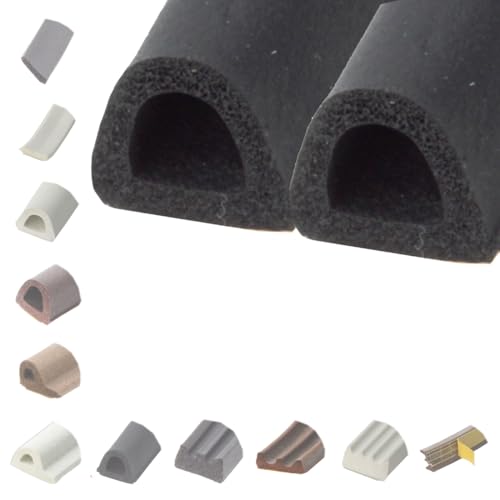 BRESKO 6-100 m Fensterdichtung Selbstklebend Dichtung Gummidichtung Epdm Türdichtung Dichtband Gummi Fenster Profil Abdichtung Dichtungsprofil (D - 14x12 mm - schwarz, 2 x 3 m (6 m)) von BRESKO