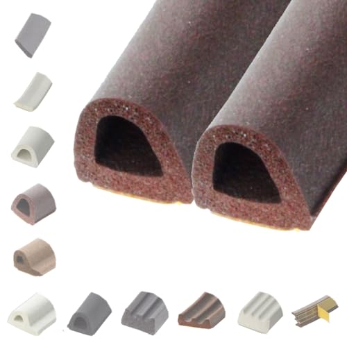 BRESKO 6-100 m Fensterdichtung Selbstklebend Dichtung Gummidichtung Epdm Türdichtung Dichtband Gummi Fenster Profil Abdichtung Dichtungsprofil (D - 9x7,5 mm - braun, 2 x 5 m (10 m)) von BRESKO