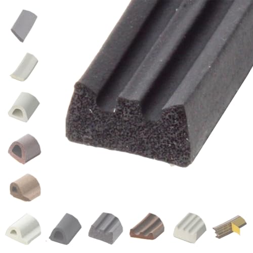 BRESKO 6-100 m Fensterdichtung Selbstklebend Dichtung Gummidichtung Epdm Türdichtung Dichtband Gummi Fenster Profil Abdichtung Dichtungsprofil (E - 15x8 mm - schwarz, 6 m) von BRESKO